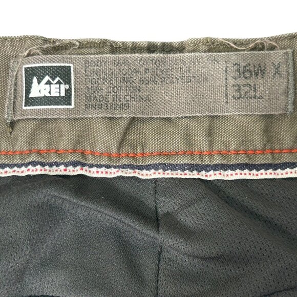 REI Brown Pants - Pockets Lined Outdoor Hiking Utility Workwear - Men's 36 X 32 - Picture 7 of 8